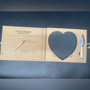 Heart Shaped Slate Cheeseboard with Knife